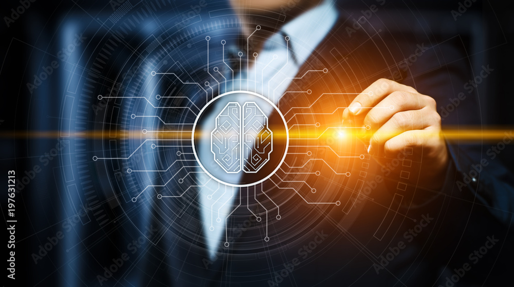 Poster artificial intelligence machine learning business internet technology concept