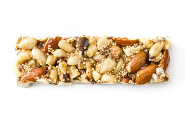 Muesli bar isolated on white background. Top view. 