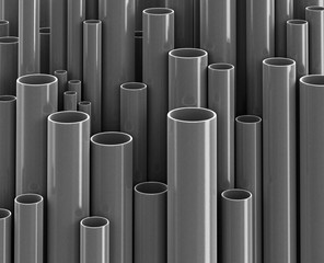 Plastic pipes of grey color