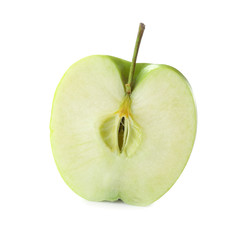 Half of fresh green apple isolated on white