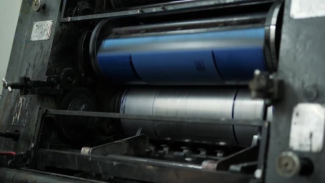 Printing Process on Conveyor Machine in Old Typography. 4K.