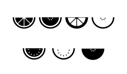 Negative icons of fruit slices