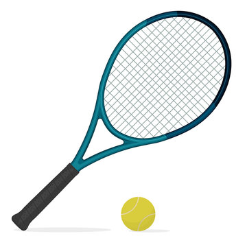 Tennis Racket And Ball, Vector