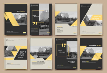 Abstract white a4 brochure cover design. Fancy info banner frame. Modern ad flyer text. Annual report binder. Title sheet model set. Fancy vector front page. City font blurb art. Yellow line figure