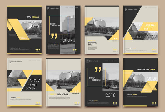Abstract white a4 brochure cover design. Fancy info banner frame. Modern ad flyer text. Annual report binder. Title sheet model set. Fancy vector front page. City font blurb art. Yellow line figure
