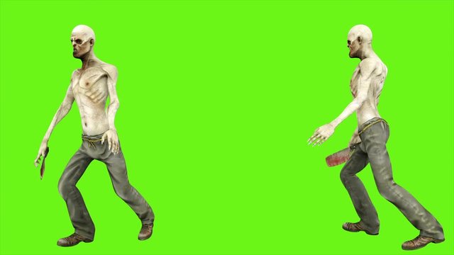 Zombie dance - seperated on green screen. Loopable. 4k.