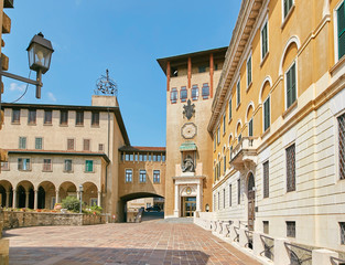 Fototapeta na wymiar Bergamo, Italy - August 18, 2017: The building of the Blessed Episcopal Seminary Giovanni XXIII .