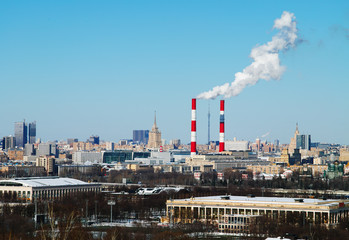 Moscow city near Luzhniki Olympic Complex backdrop