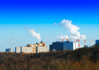 Moscow city near Luzhniki Olympic Complex backdrop