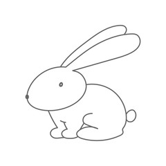 Rabbit outline, bunny silhouette. Easter symbol. Vector icon.