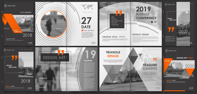 Abstract white a4 brochure cover design. Fancy info banner frame. Modern ad flyer text. Annual report binder. Title sheet model set. Fancy vector front page. City font blurb art. Orange line figure
