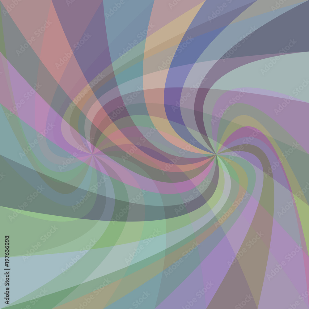 Poster double swirl background - vector design from spiral rays in colorful tones