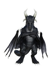Fototapeta premium 3D Rendering Fantasy Black Dragon on White