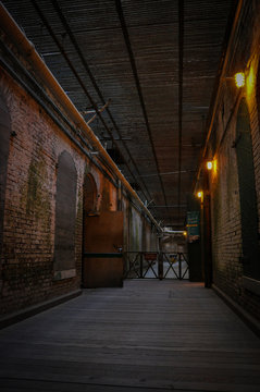 In the Dark Corridors of the Famous Alcatraz Prison