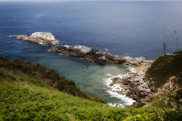 Cliffs and rocks along the coast nearby Zarautz Spain
