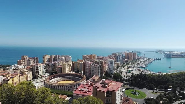 Malaga city panorama, as seen form Gibralfaro castle
