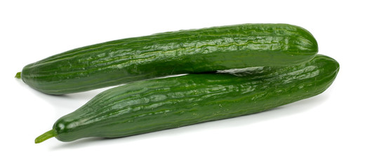 two cucumbers on a white background