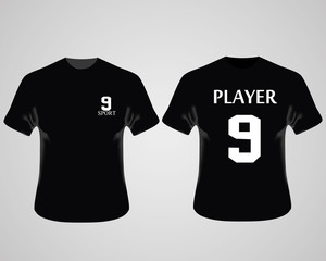 A collection of football jerseys or football sets in the concept of the World Cup. Front and back view of a football shaped figure 9. Vector illustration.