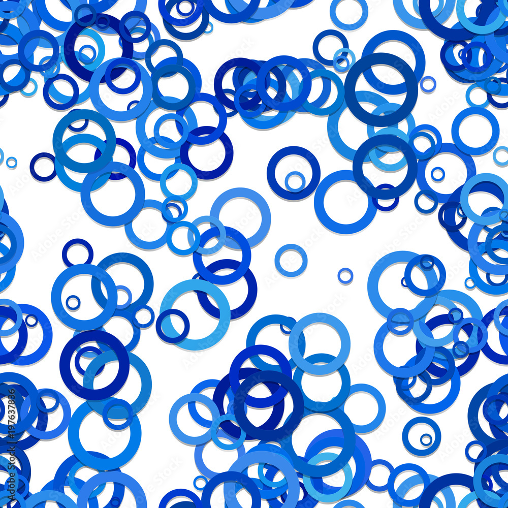Poster abstract seamless random circle pattern background - vector design from blue rings with shadow effec