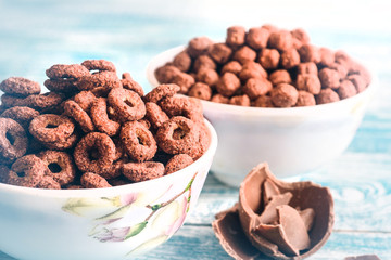 Corn chocolate balls. Delicious breakfast  toning