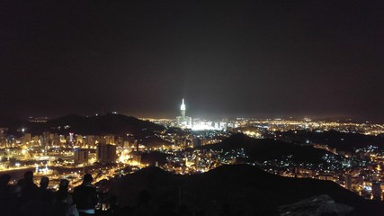 Mecca city and clock tower view from Jabal Nour  in Saudi Arabia