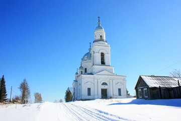 Christian church in the snow