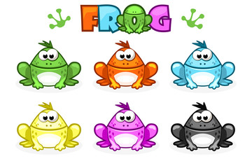 Obraz premium Cartoon Frogs. Different Colored toads