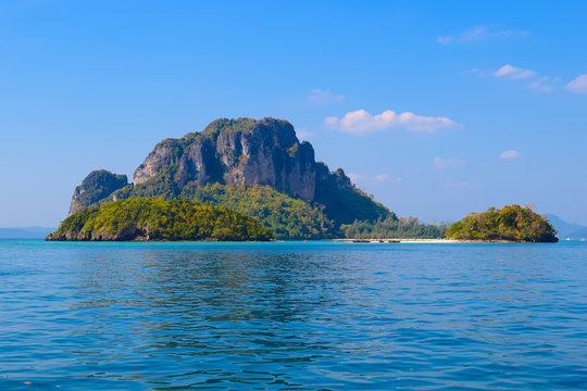 Tropical sea with island in andaman sea in Krabi during summer vacation time. - Powered by Adobe