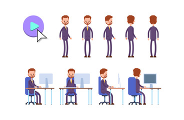 businessman. cartoon character animation kit. pos