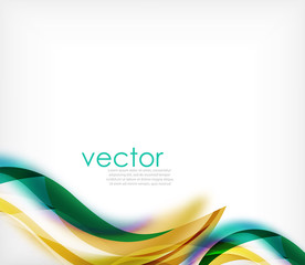 Vector colorful wavy stripe on white background with blurred effects. Vector digital techno abstract background