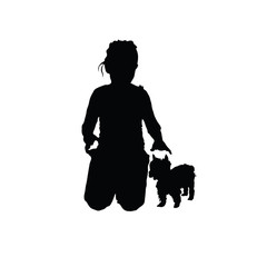child with small dog silhouette