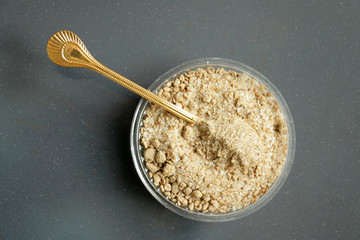 swan salt on bowl with spoon