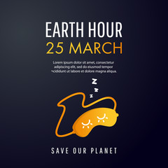 Illustration of Earth hour. 25 march. 