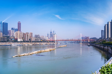 Naklejka premium Skyline miejskiego krajobrazu architektonicznego w Chongqing