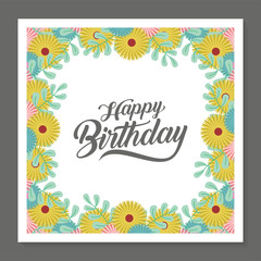 Flower Birthday frame template.