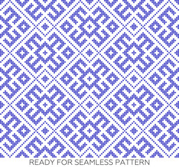 Seamless traditional Russian ornament.DISABLING LAYER, you can obtain seamless pattern.The pattern with blue circles.