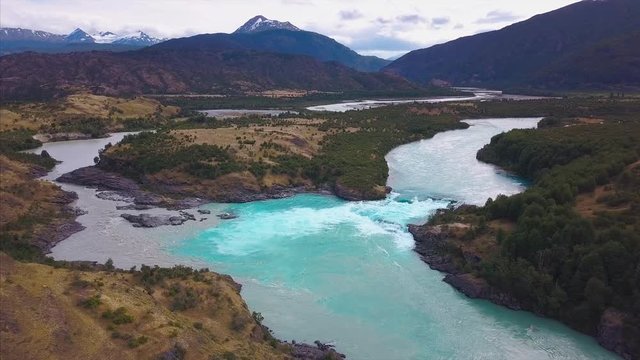 Aerial view of the confluence of the river of Baker and river of Neff, Patagonia, Chile