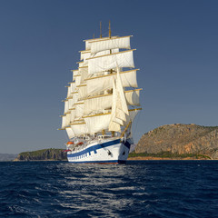 Obraz na płótnie Canvas Sailing ship. Cruises. Yachting. Sailing