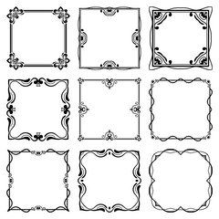 Fototapeta premium Set of vintage frames with beautiful filigree ornamental frame, decorative ornate vintage borders, retro elements. Vector illustration. Template for design