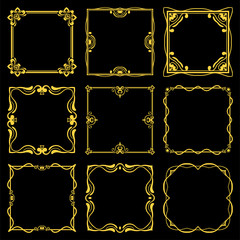 Set of vintage frames with beautiful filigree ornamental frame, decorative ornate vintage borders, retro elements. Vector illustration. Template for design