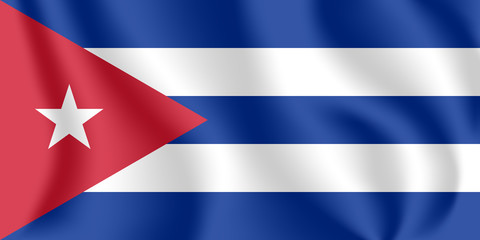 Flag of Cuba. Realistic waving flag of Republic of Cuba. Fabric textured flowing flag of Cuba.