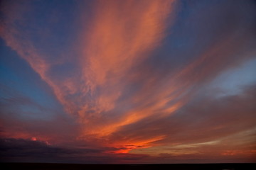 Amazing sky at sunset in Kazakhstan
