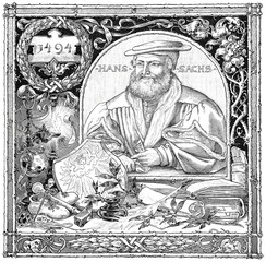 Fototapeta na wymiar Bildnis von Hans Sachs, 1545