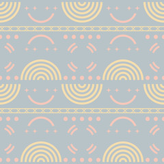 Seamless retro geometric pattern with halved disks
