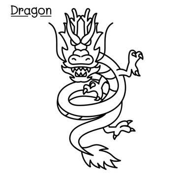 Dragon vector in thin line style