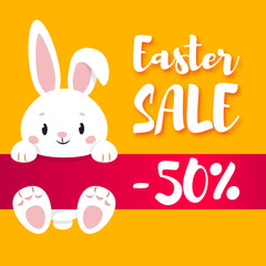 Obraz na płótnie Canvas Easter Sale vector tag with bunny.