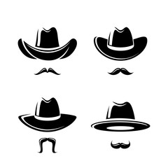 Cowboy hat set. Vector