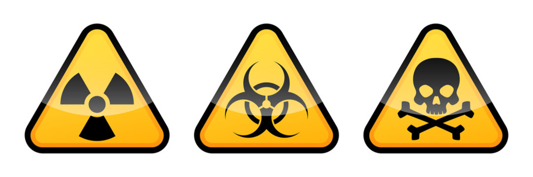 Warning vector signs. Radiation sign, Biohazard sign, Toxic sign. Danger signs