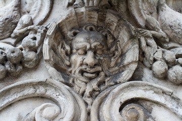 gothic architecture detail of basrelief sculptures