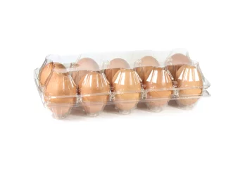 Fototapeten Chicken eggs in a plastic container © vav63